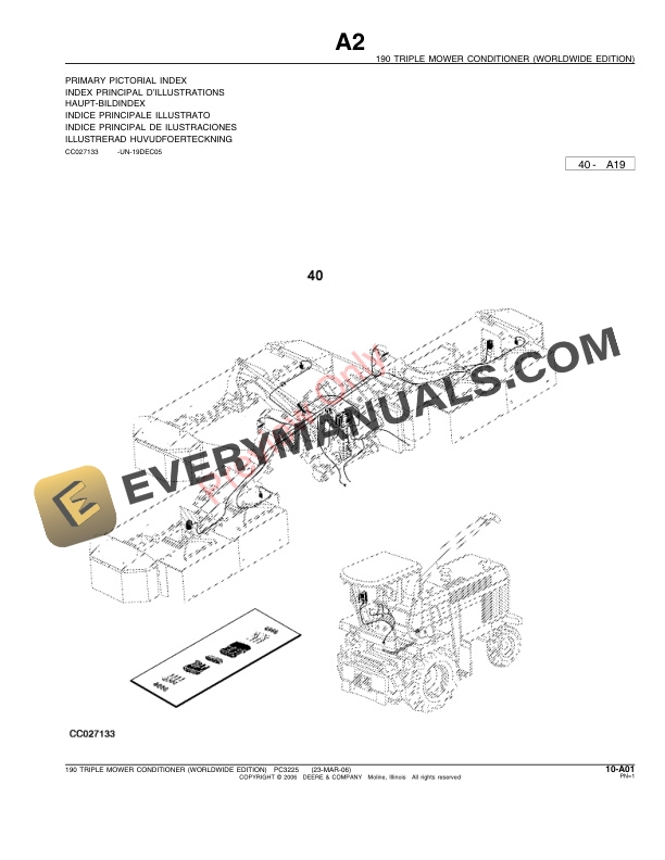John Deere 190 Triple Mower Conditioner Parts Catalog PC3225 23MAR06-3