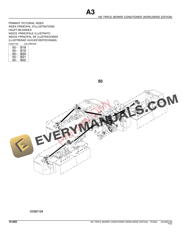 John Deere 190 Triple Mower Conditioner Parts Catalog PC3225 23MAR06-4
