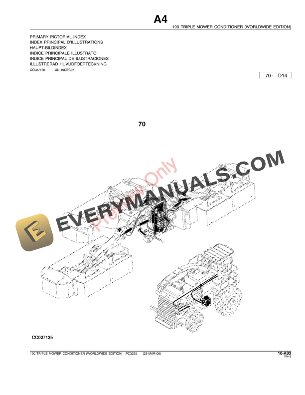 John Deere 190 Triple Mower Conditioner Parts Catalog PC3225 23MAR06-5