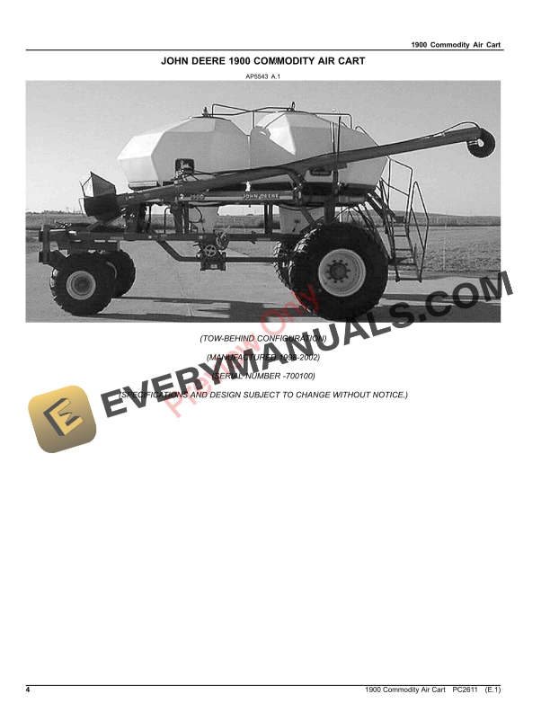 John Deere 1900 Commodity Air Cart Parts Catalog PC2611 13OCT22-4