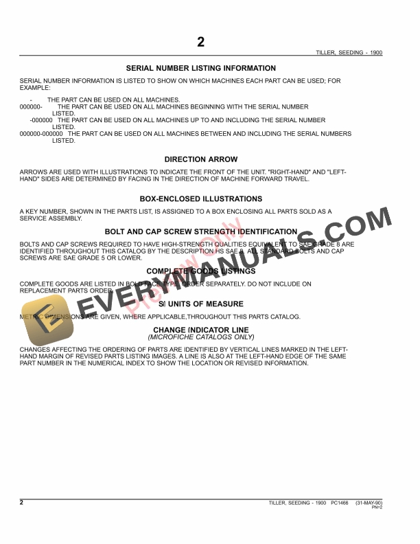 John Deere 1900 Seeding Tiller Parts Catalog PC1466 02JUN11-4