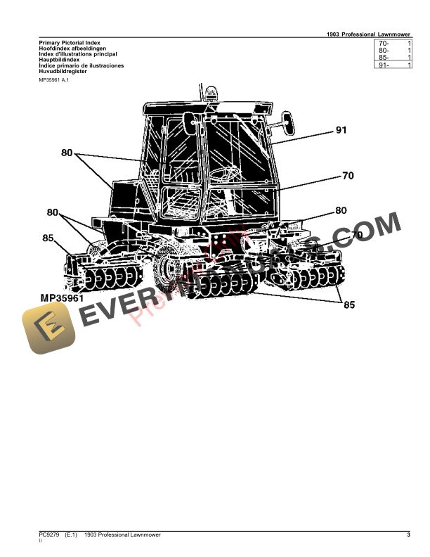 John Deere 1903 PROFESSIONAL LAWNMOWER Parts Catalog PC9279 24APR19-3