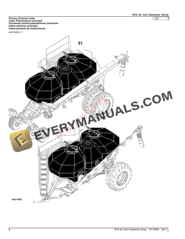 John Deere 1910 Air Cart (Hydraulic Drive) Parts Catalog PC12063 31AUG22-4