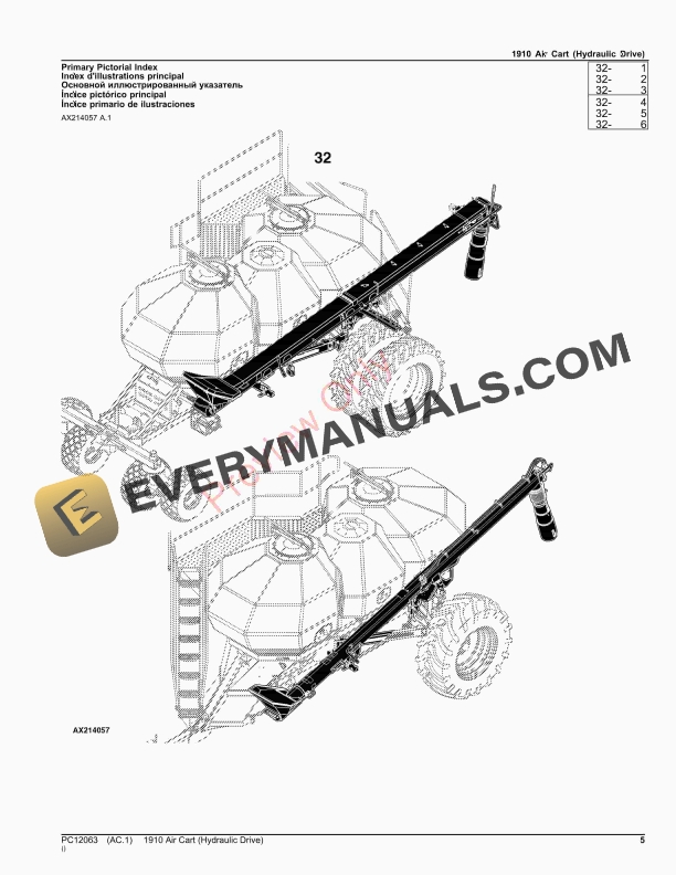 John Deere 1910 Air Cart (Hydraulic Drive) Parts Catalog PC12063 31AUG22-5