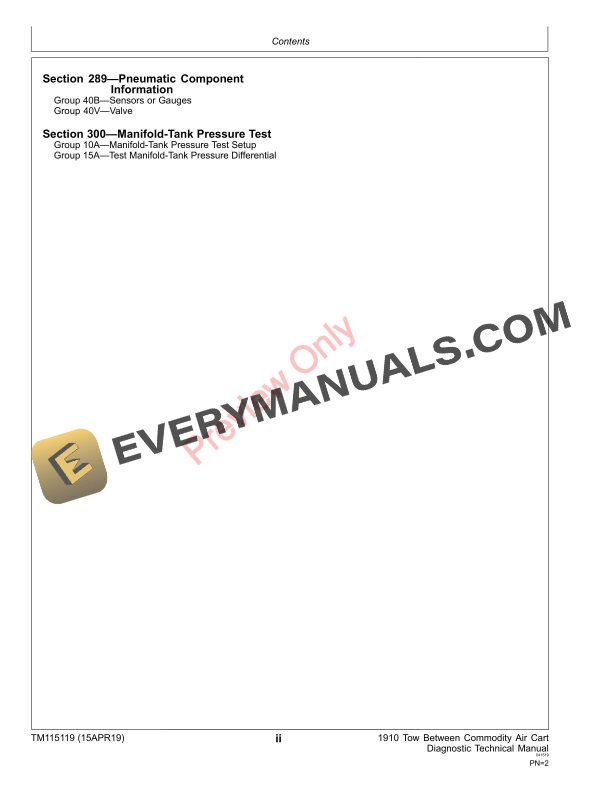 John Deere 1910 Tow Between Commodity Air Cart Diagnostic Technical Manual TM115119 15APR19 4