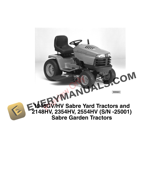 John Deere 1948GVHV 2148HV 2354HV and 2554HV Sabre Yard and Garden Tractors Technical Manual TM1841 03MAR00 2