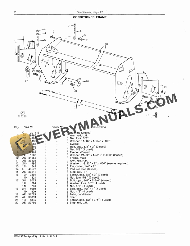John Deere 20 Hay Conditioner Parts Catalog PC1377 01APR73-4