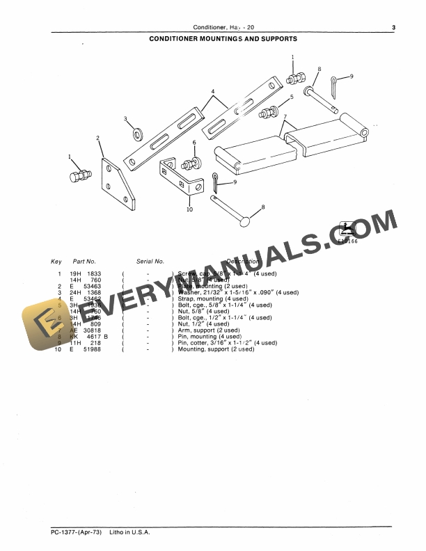 John Deere 20 Hay Conditioner Parts Catalog PC1377 01APR73-5