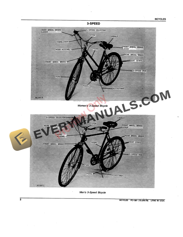 John Deere 20-Inch High-Rise, 3-Speed, 5-Speed and 10-Speed Bicycles Parts Catalog PC1381 13JAN78-4