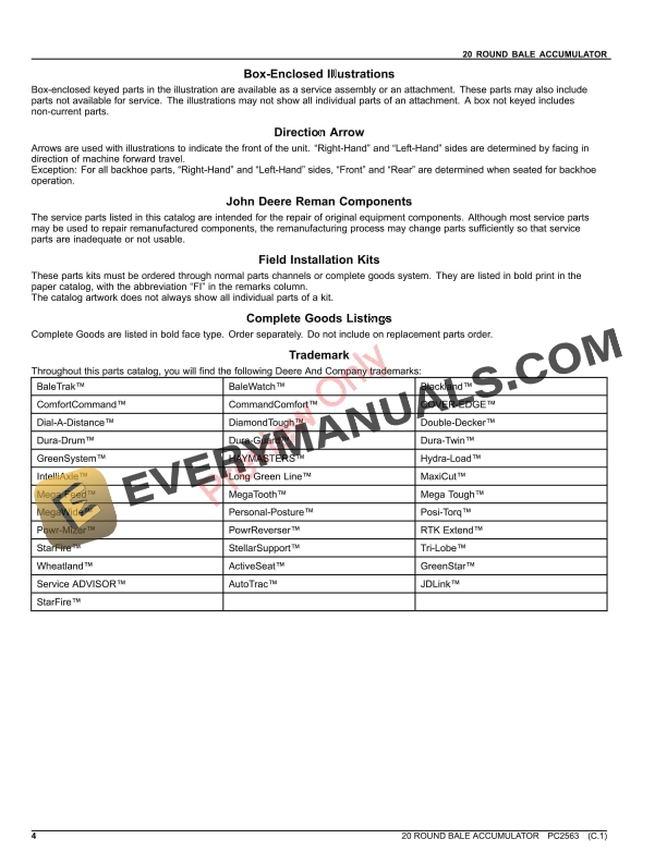 John Deere 20 ROUND BALER ACCUMULATOR Parts Catalog PC2563 06AUG23-4