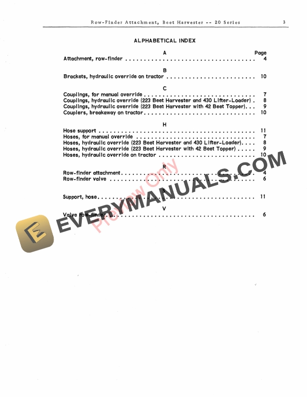 John Deere 20 Series Row Finder Attachment Parts Catalog PC1020 01MAR66 5