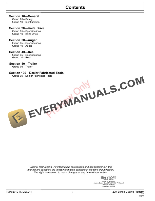 John Deere 200 Series Cutting Platform Technical Manual TM702719 17DEC21 3