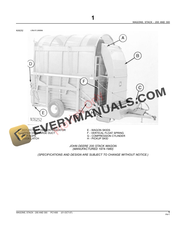 John Deere 200 and 300 Stack Wagons Parts Catalog PC1456 13MAY11-3