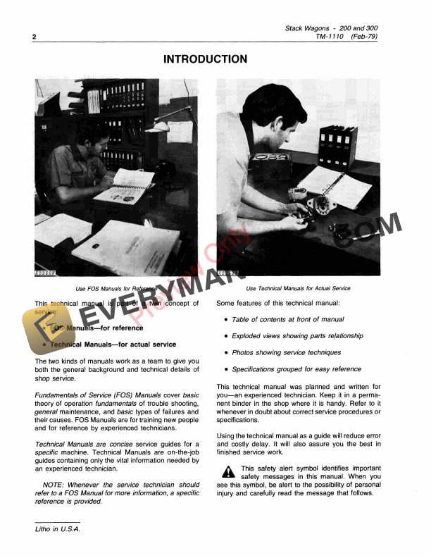 John Deere 200 and 300 Stack Wagons Technical Manual TM1110 01FEB79 4