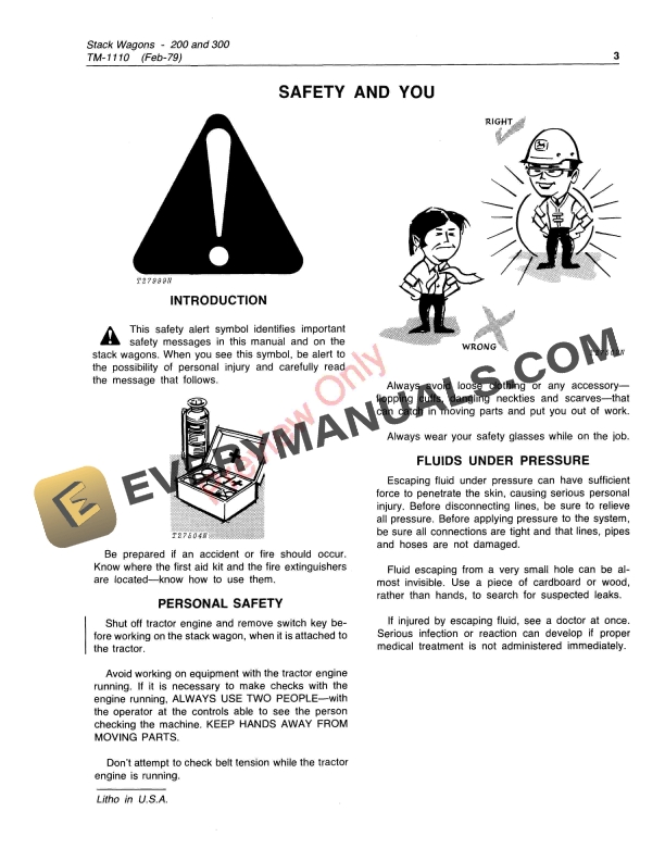 John Deere 200 and 300 Stack Wagons Technical Manual TM1110 01FEB79 5