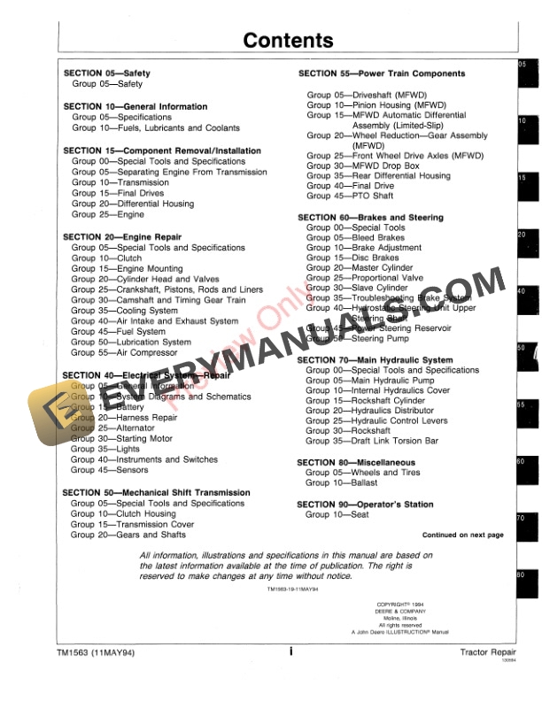John Deere 2000 2100 2200 2300 and 2400 Tractors Technical Manual TM1563 11MAY94 3