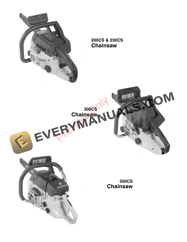 John Deere 200CS 230CS 300CS and 550CS Chainsaws Technical Manual TM1750 27MAY98 2