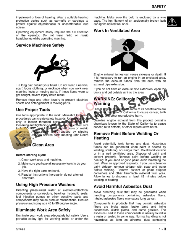John Deere 200CS 230CS 300CS and 550CS Chainsaws Technical Manual TM1750 27MAY98 5