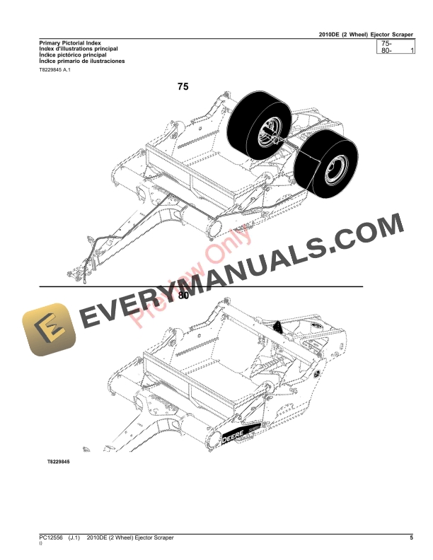 John Deere 2010DE (2 Wheel) Ejector Scraper Parts Catalog PC12556 24AUG23-5