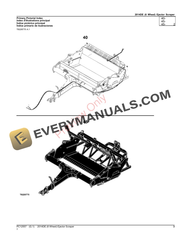 John Deere 2014DE (6 Wheel) Ejector Scraper Parts Catalog PC12557 24AUG23-3