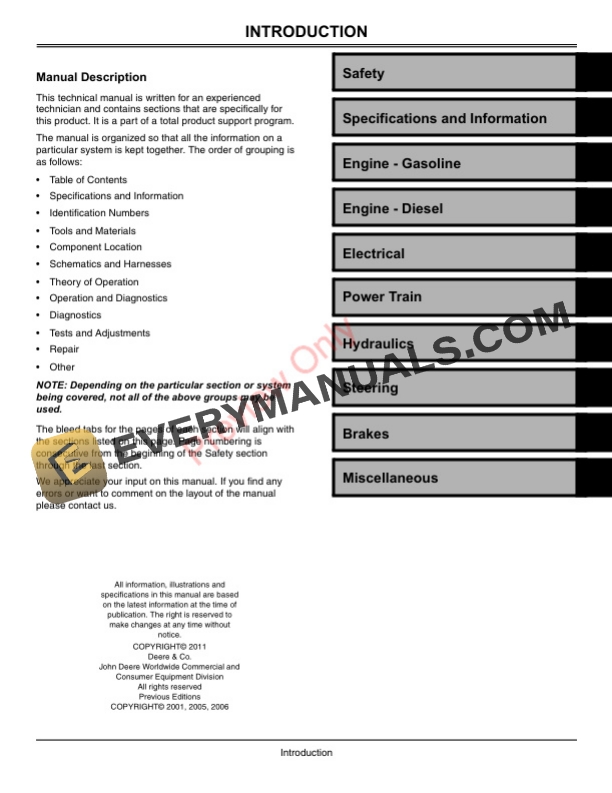 John Deere 2020 and 2030 ProGator Technical Manual TM1759 01FEB11 3