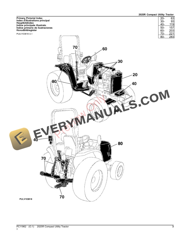 John Deere 2025R Compact Utility Tractor ( -1LV2025RCHH100000) Parts Catalog PC11962 08SEP23 4 John Deere 2025R Compact Utility Tractor 1LV2025RCHH100000 Parts Catalog PC11962 08SEP23 3