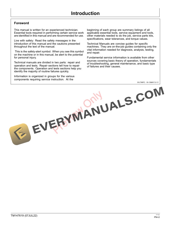 John Deere 2025R and 2026R Compact Utility Tractors Technical Manual TM147619 07JUL22 4 John Deere 2025R and 2026R Compact Utility Tractors Technical Manual TM147619 07JUL22 2