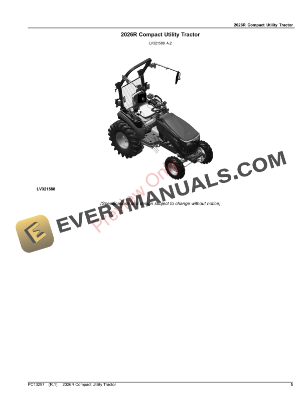 John Deere 2026R Compact Utility Tractor Parts Catalog PC13297 22OCT23-5