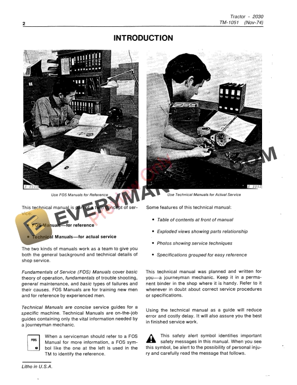 John Deere 2030 Utility Tractor Technical Manual TM1051 01FEB86 4