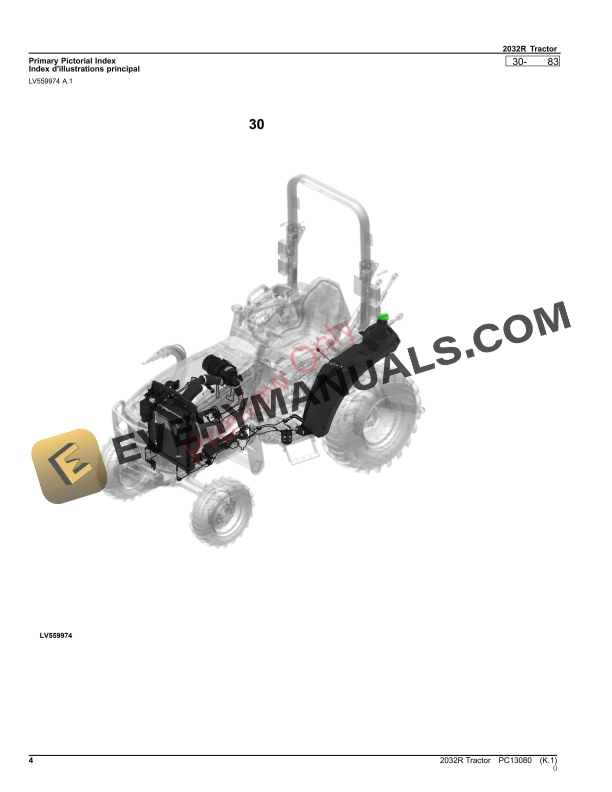 John Deere 2032R Tractor Parts Catalog PC13080 20AUG23-4