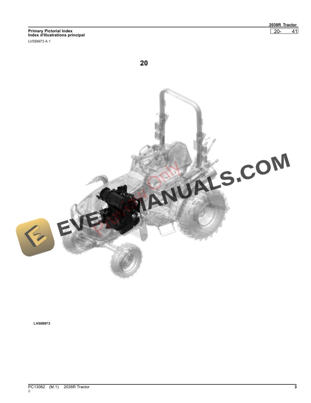 John Deere 2038R Tractor Parts Catalog PC13082 20AUG23-3