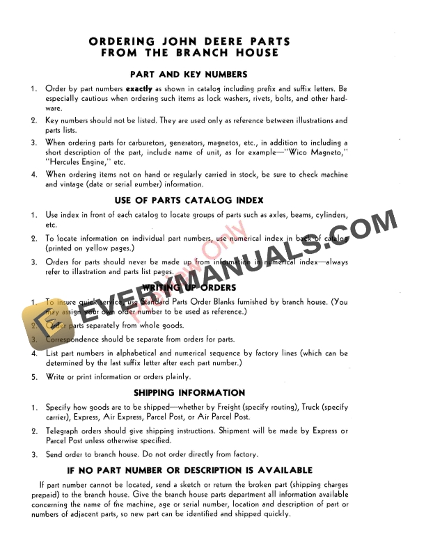 John Deere 204, 205, 206, 307 Rolling Stalk Cutter, 5 Stalk Cutter Parts Catalog PC223 01JAN52-4