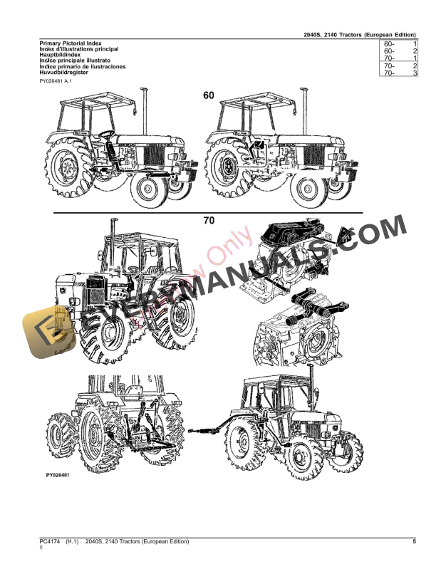 John Deere 2040S, 2140 Tractors Parts Catalog PC4174 01AUG23-5
