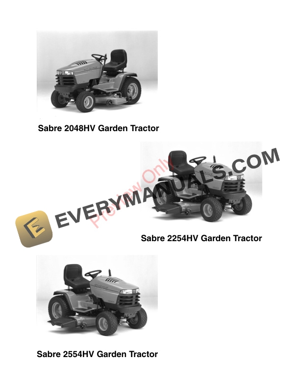 John Deere 2048HV 2254HV and 2554HV Sabre Garden Tractors Technical Manual TM1741 01JUL98 2