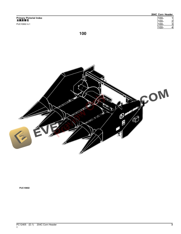 John Deere 204C Corn Header Parts Catalog PC12405 23JUL23-3