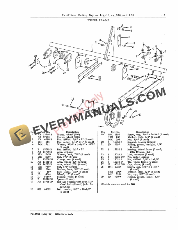 John Deere 206 208 Dry or Liquid Fertilizer Units Parts Catalog PC1061 01MAY67 5