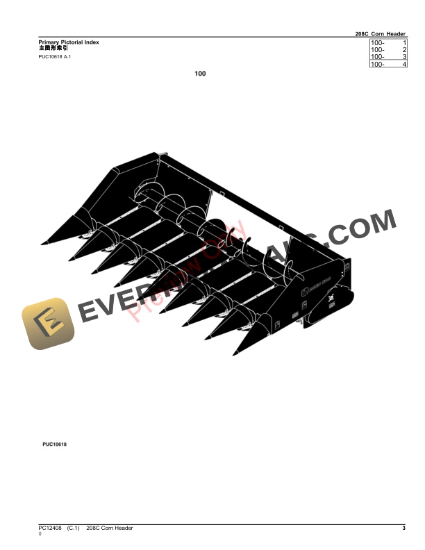 John Deere 208C Corn Header Parts Catalog PC12408 18JUL23-3