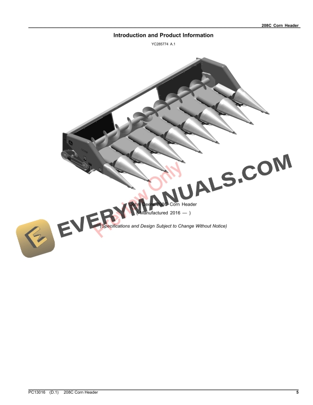 John Deere 208C Corn Header Parts Catalog PC13016 25JUL23-5