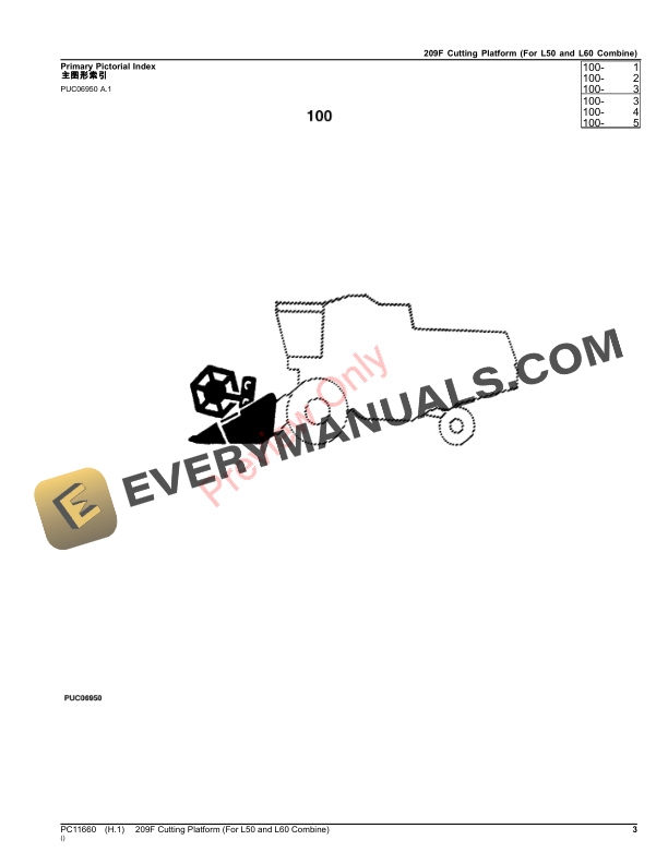 John Deere 209F Cutting Platform (For L50 and L60 Combine) Parts Catalog PC11660 18JUL23 4 John Deere 209F Cutting Platform For L50 and L60 Combine Parts Catalog PC11660 18JUL23 3