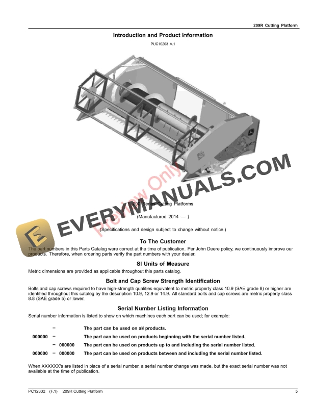 John Deere 209R Cutting Platform Parts Catalog PC12332 20JUL23-5