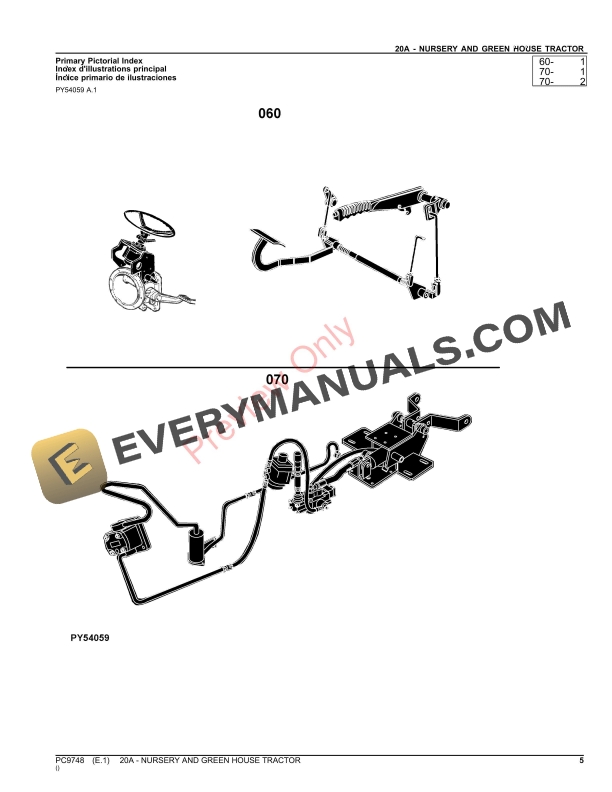 John Deere 20A NURSERY AND GREEN HOUSE TRACTOR Parts Catalog PC9748 06AUG23-5