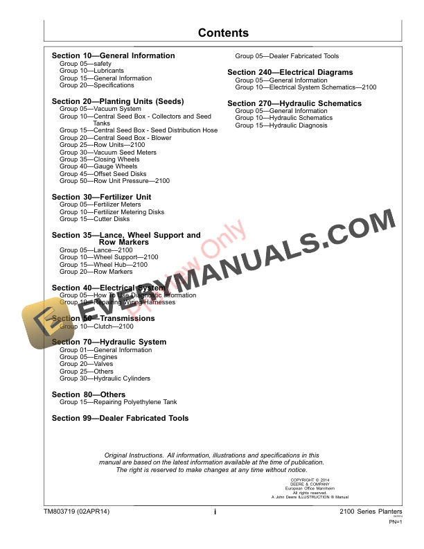 John Deere 2100 Series Planters VacuMeter and RadialMeter Technical Manual TM803719 02APR14 3