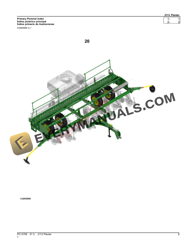 John Deere 2113 Planter Parts Catalog PC13756 05NOV23-3