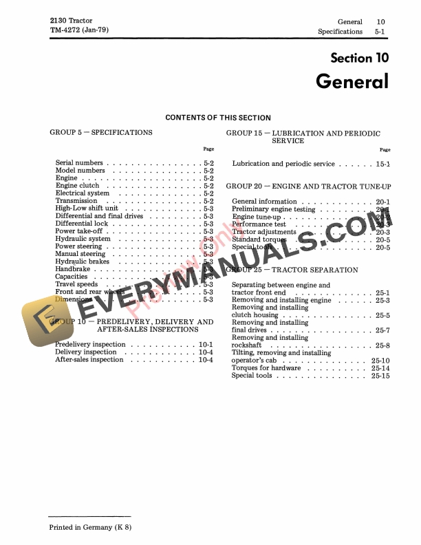 John Deere 2130 Tractor Technical Manual TM4272 01JAN79 5
