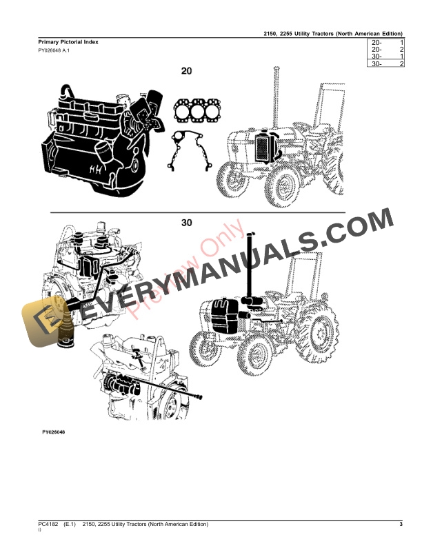 John Deere 2150, 2255 Utility Tractors Parts Catalog PC4182 08AUG23-3