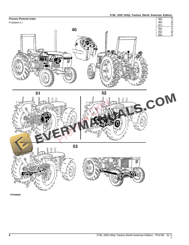 John Deere 2150, 2255 Utility Tractors Parts Catalog PC4182 08AUG23-4