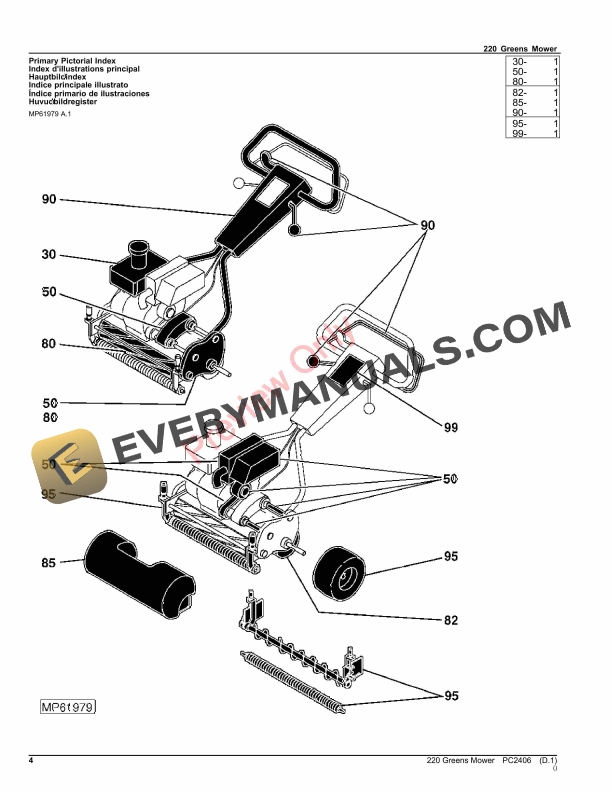 John Deere 220 GREENS MOWER Parts Catalog PC2406 18JUL23-4