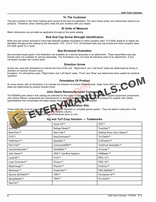 John Deere 2200 Field Cultivator Parts Catalog PC2764 06JUN23-4