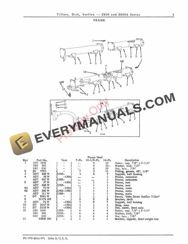 John Deere 2200 and 2200A Series Surflex Disk Tillers Parts Catalog PC372 01OCT67 6 John Deere 2200 and 2200A Series Surflex Disk Tillers Parts Catalog PC372 01OCT67-5