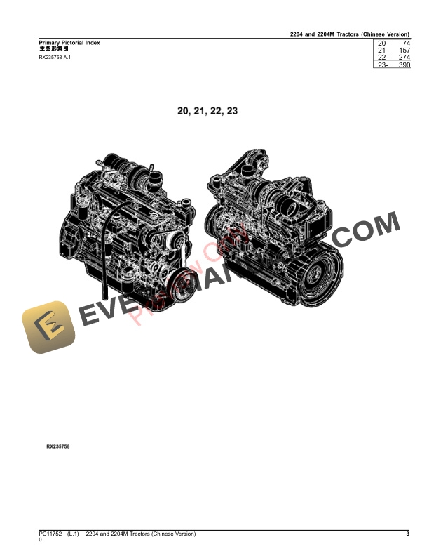 John Deere 2204 and 2204M Tractors (Chinese Version) Parts Catalog PC11752 03SEP23 4 John Deere 2204 and 2204M Tractors Chinese Version Parts Catalog PC11752 03SEP23 3